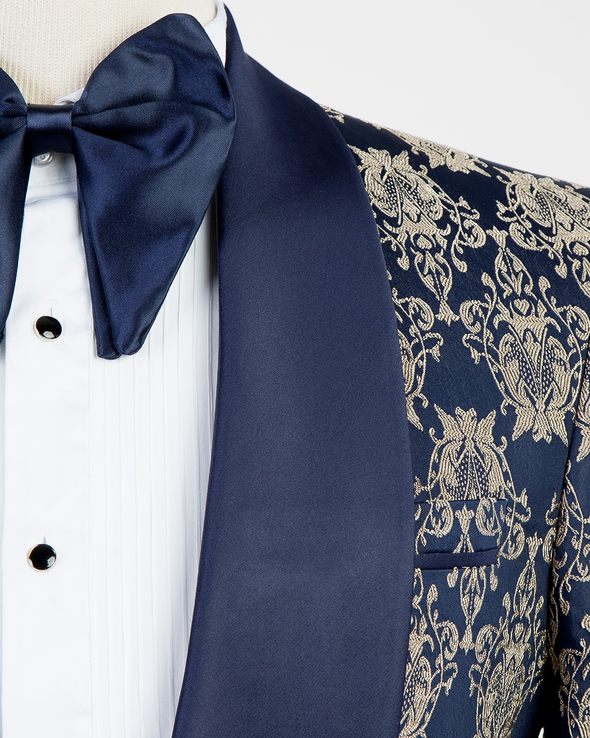 Tuxedo blue night suit with patterns - Image 4