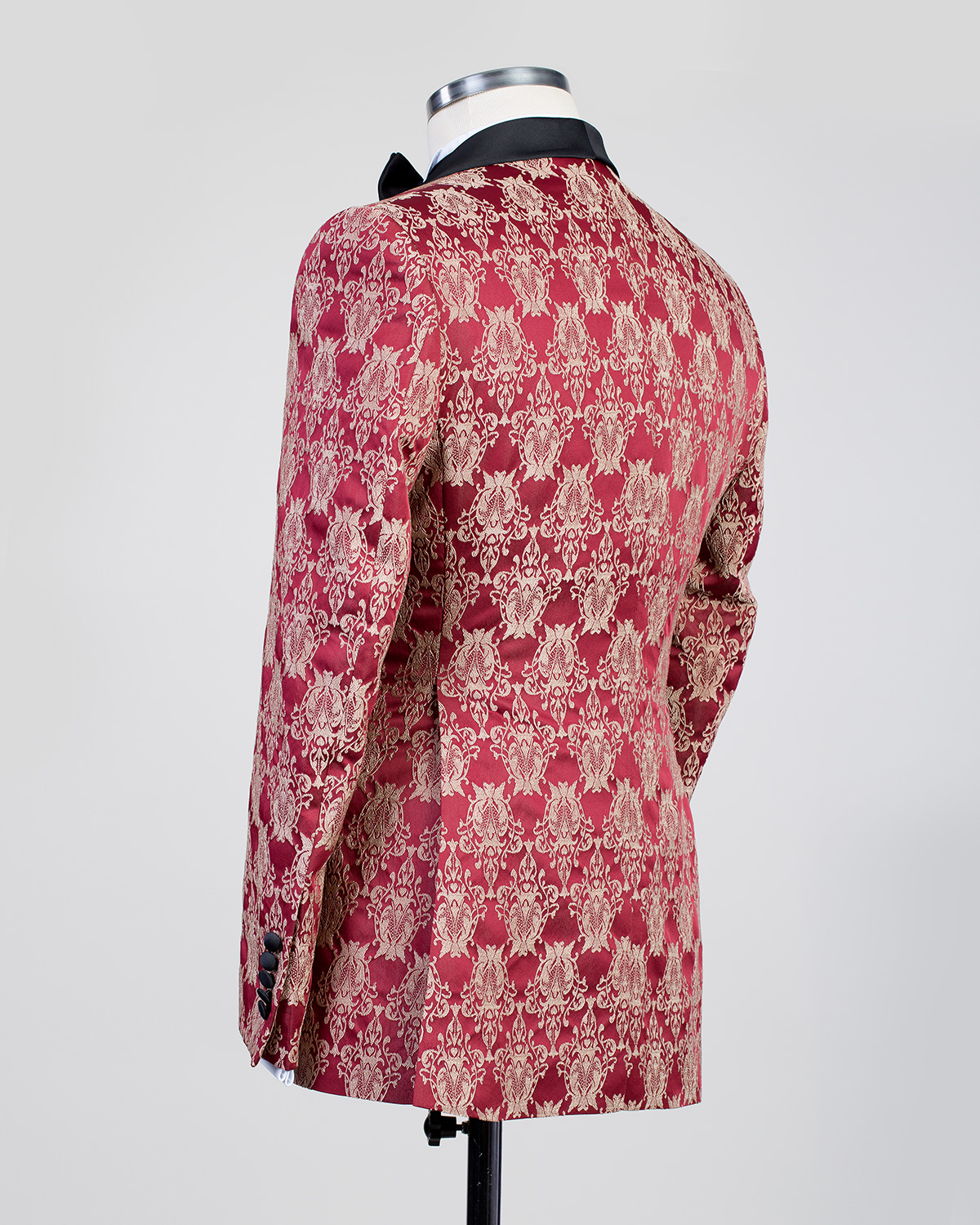 Tuxedo burgundy red patterned suit - Image 3