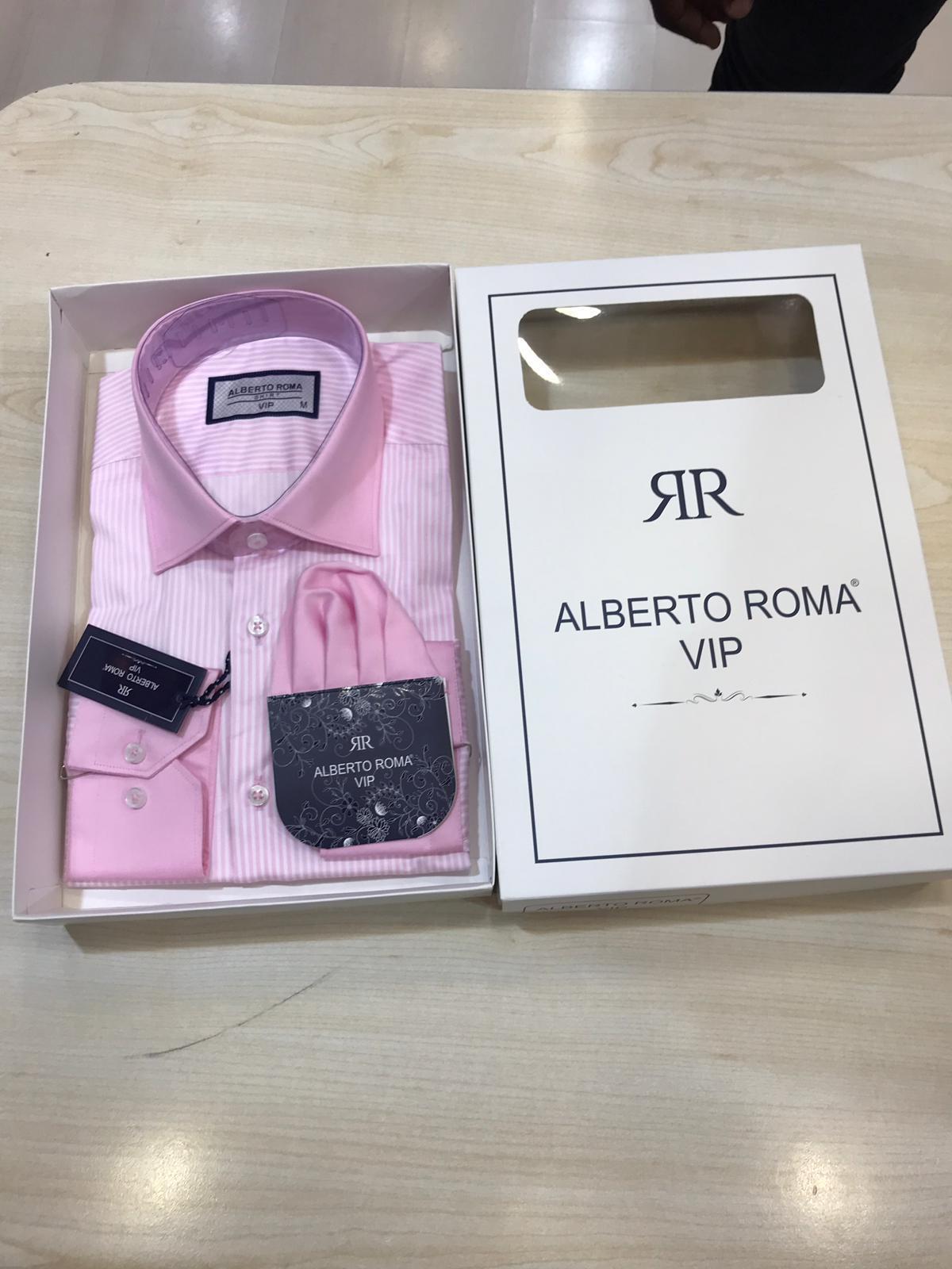RR Alberto Roma VIP Shirt Pink Striped Shirt