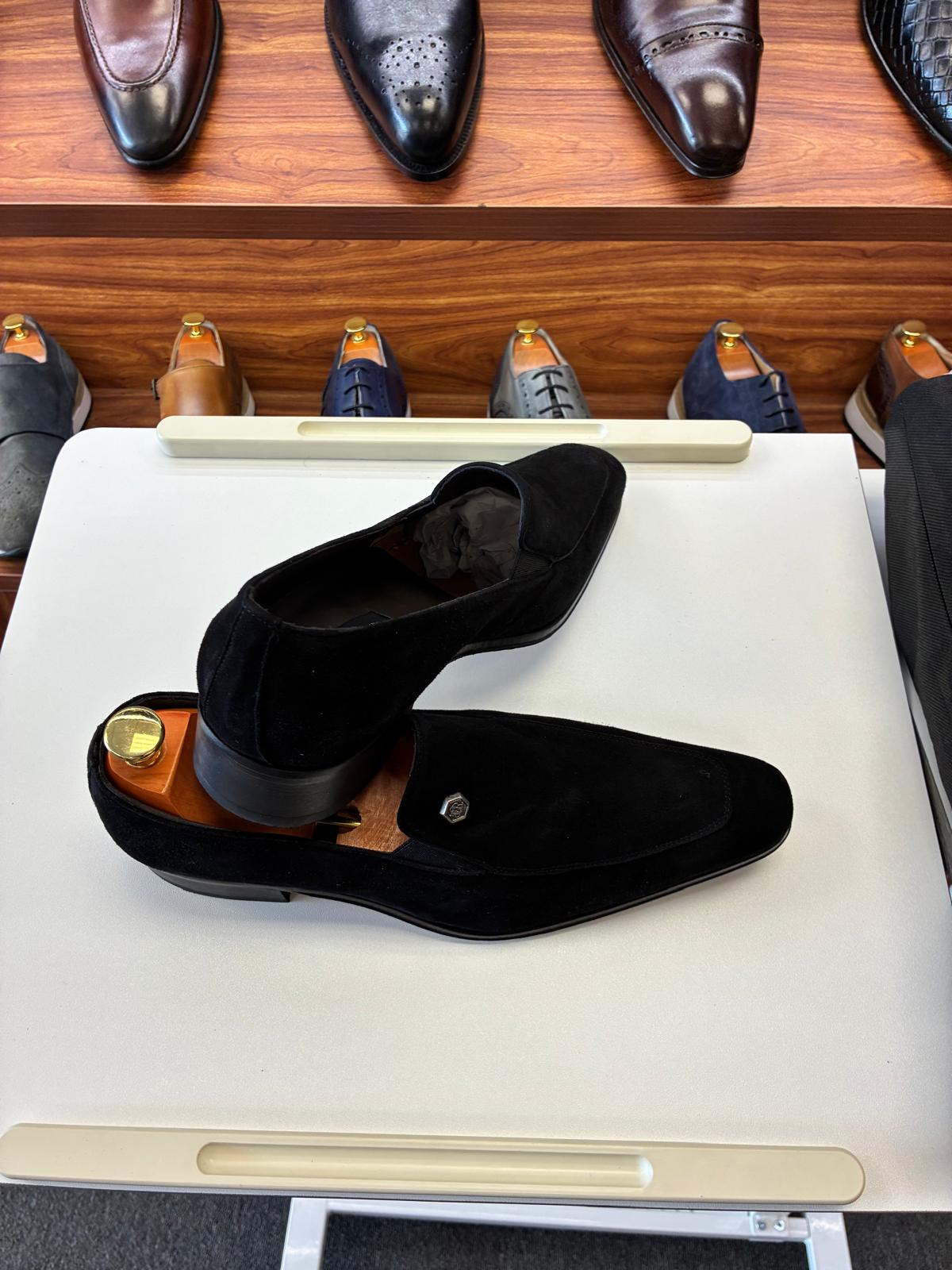 Black Suede Apron-Toe Loafer - Image 2