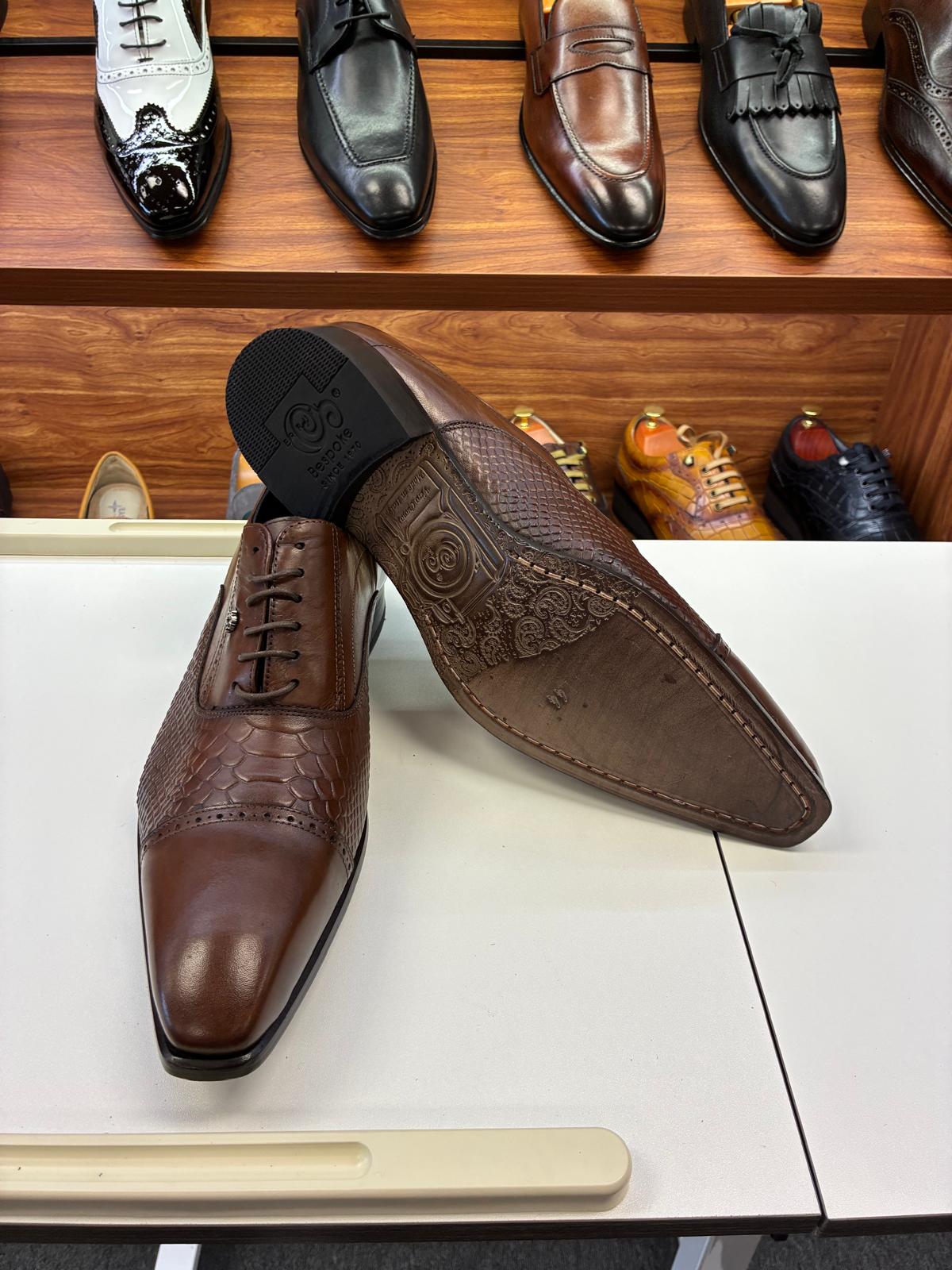 Andrea Nobile – Croc-Embossed Cap-Toe Formal Shoes - Image 7