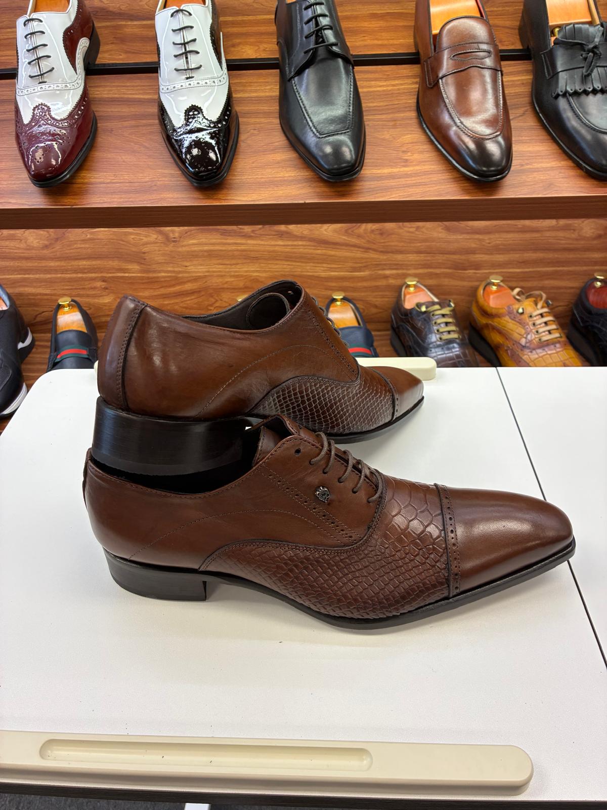 Andrea Nobile – Croc-Embossed Cap-Toe Formal Shoes - Image 6