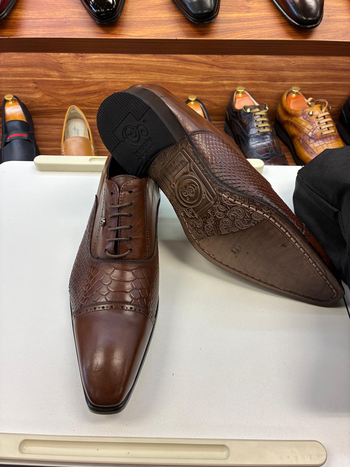 Andrea Nobile – Croc-Embossed Cap-Toe Formal Shoes - Image 2