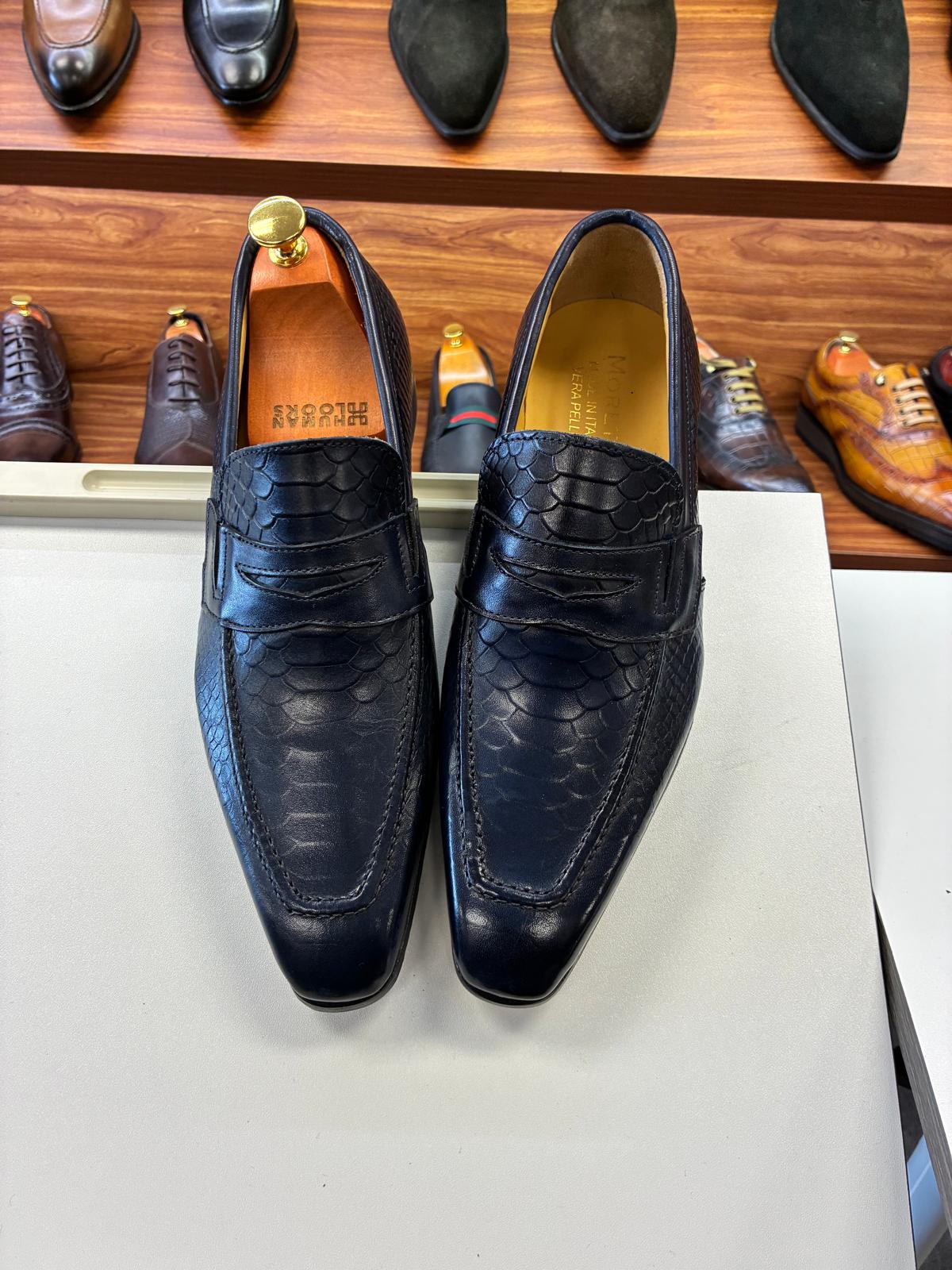 Midnight Scale Penny Loafers