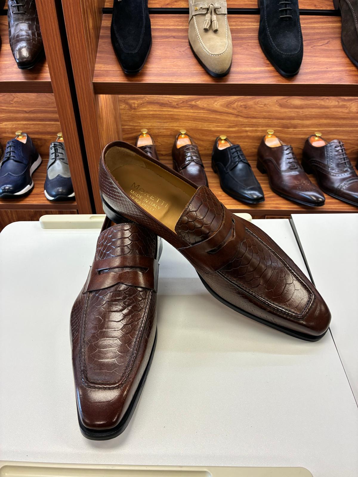 Cognac Scale Penny Loafers - Image 4