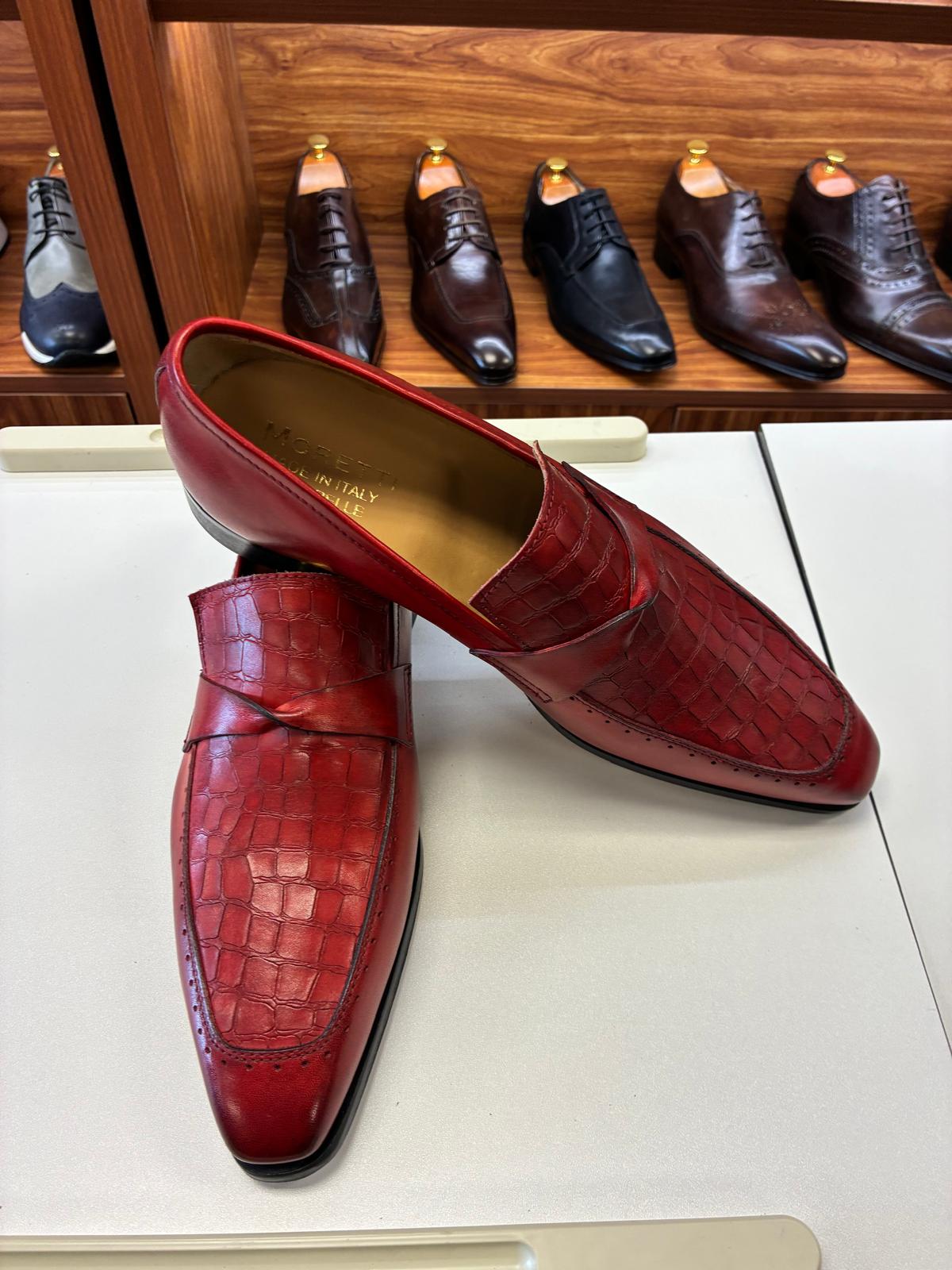 Regal Croc Leather Loafers – Chestnut Red - Image 3