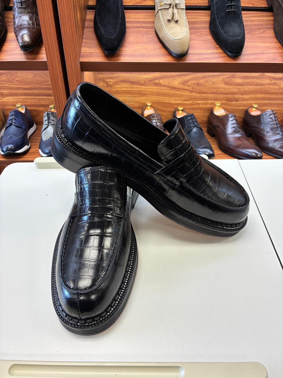 Imperial Black Croc Loafer - Image 3