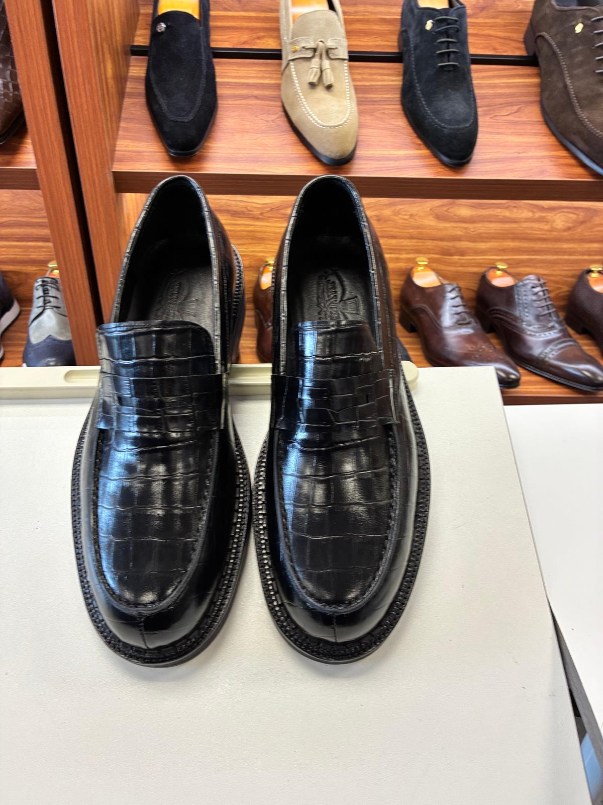 Imperial Black Croc Loafer