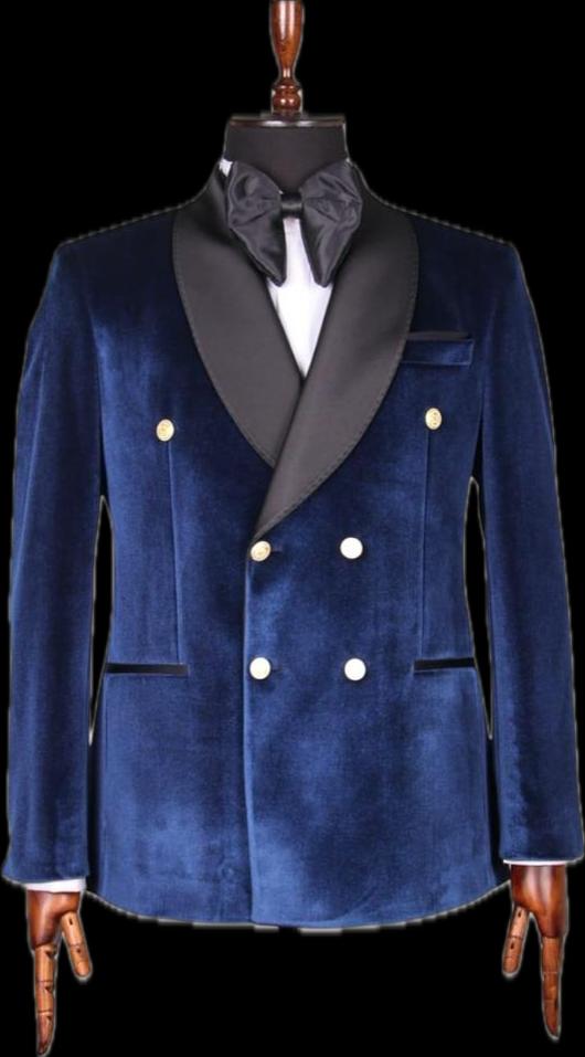 Royal Blue Velvet Double-Breasted Tuxedo Jacket