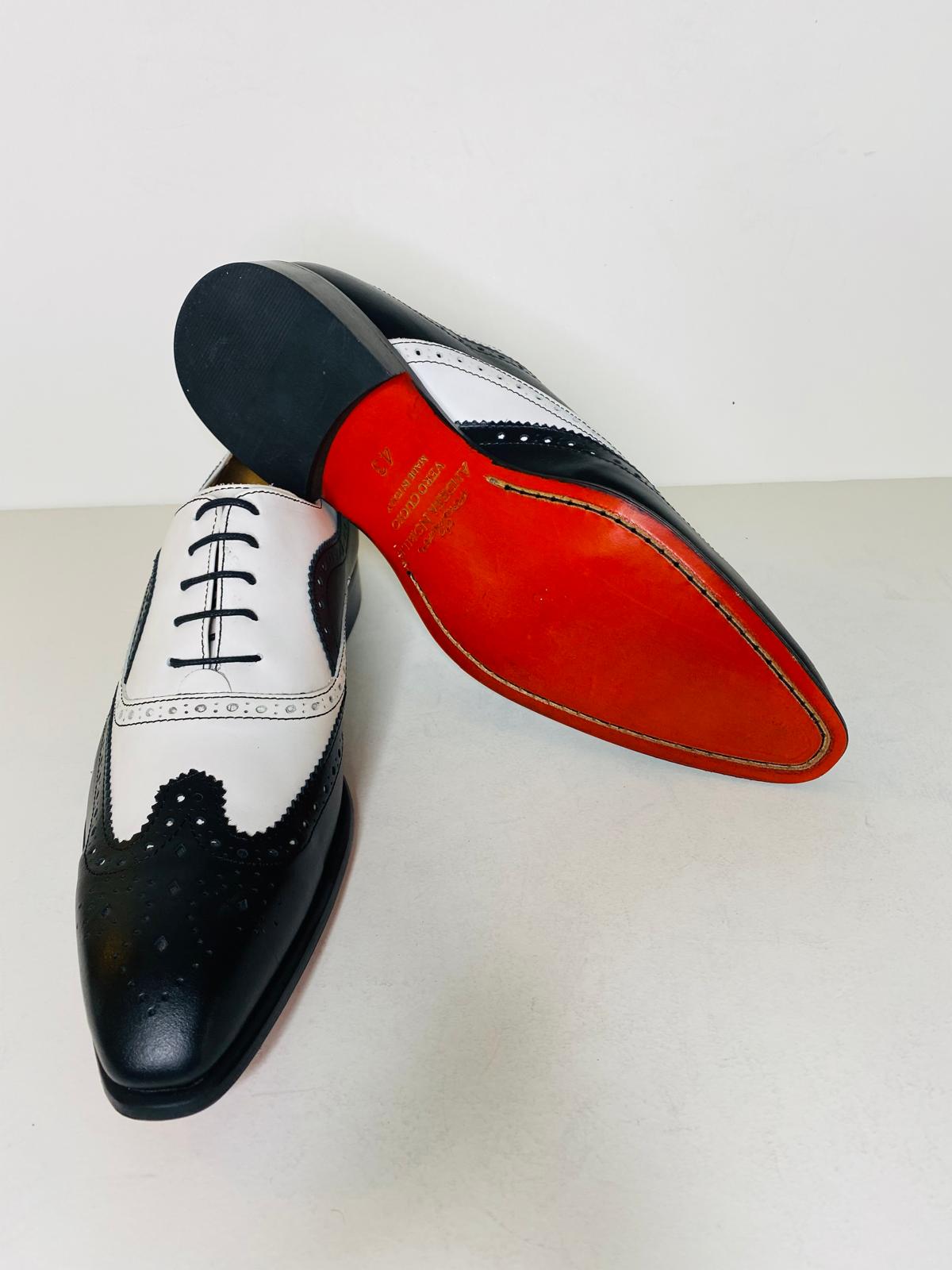 Men’s Two-Tone Leather Brogue Oxford Dress Shoes - Image 5