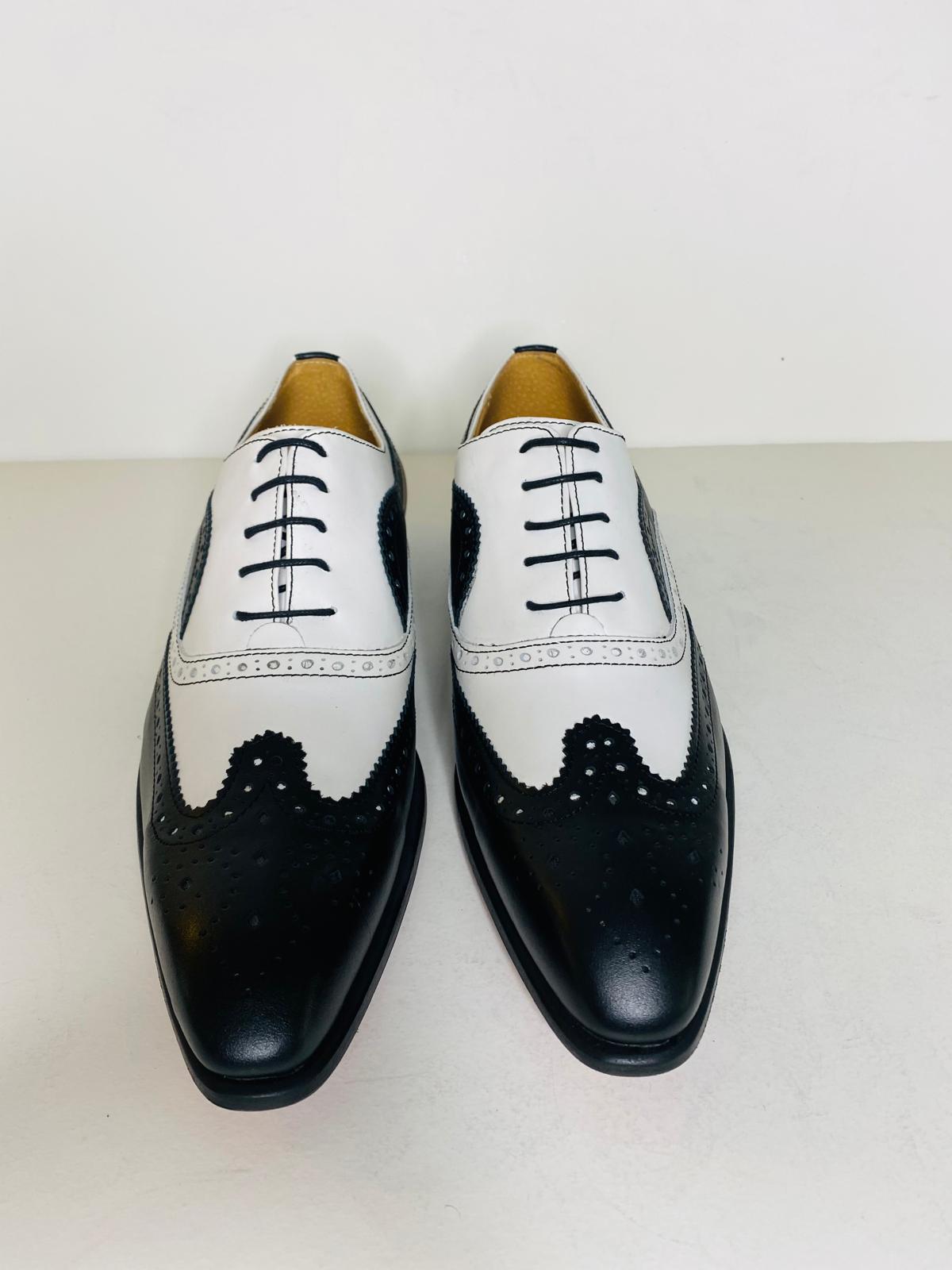 Men’s Two-Tone Leather Brogue Oxford Dress Shoes
