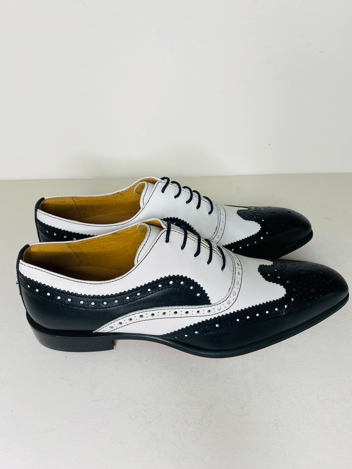 Men’s Two-Tone Leather Brogue Oxford Dress Shoes - Image 4