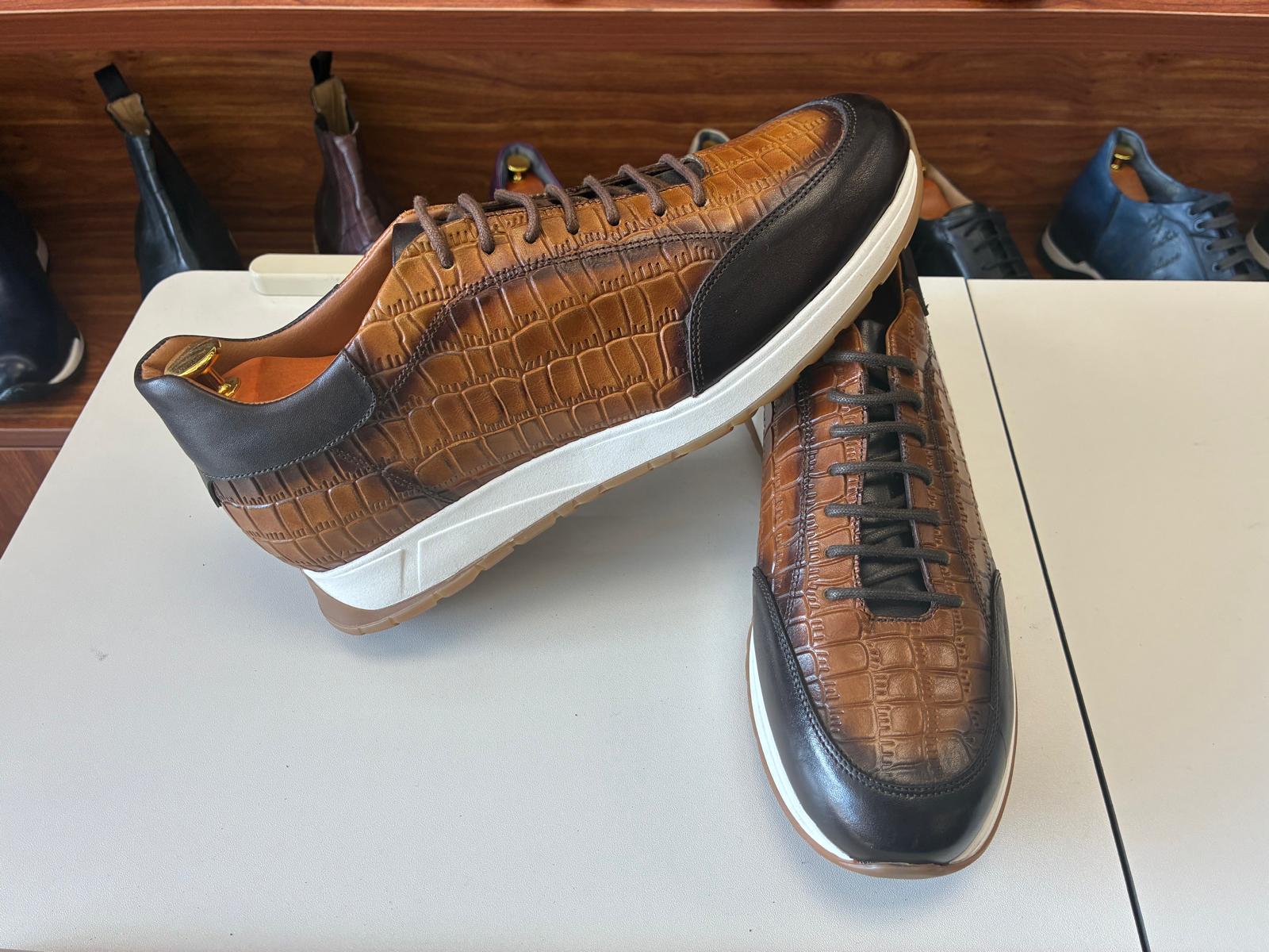 Croc-Embossed Leather Hybrid Dress Sneakers - Image 6