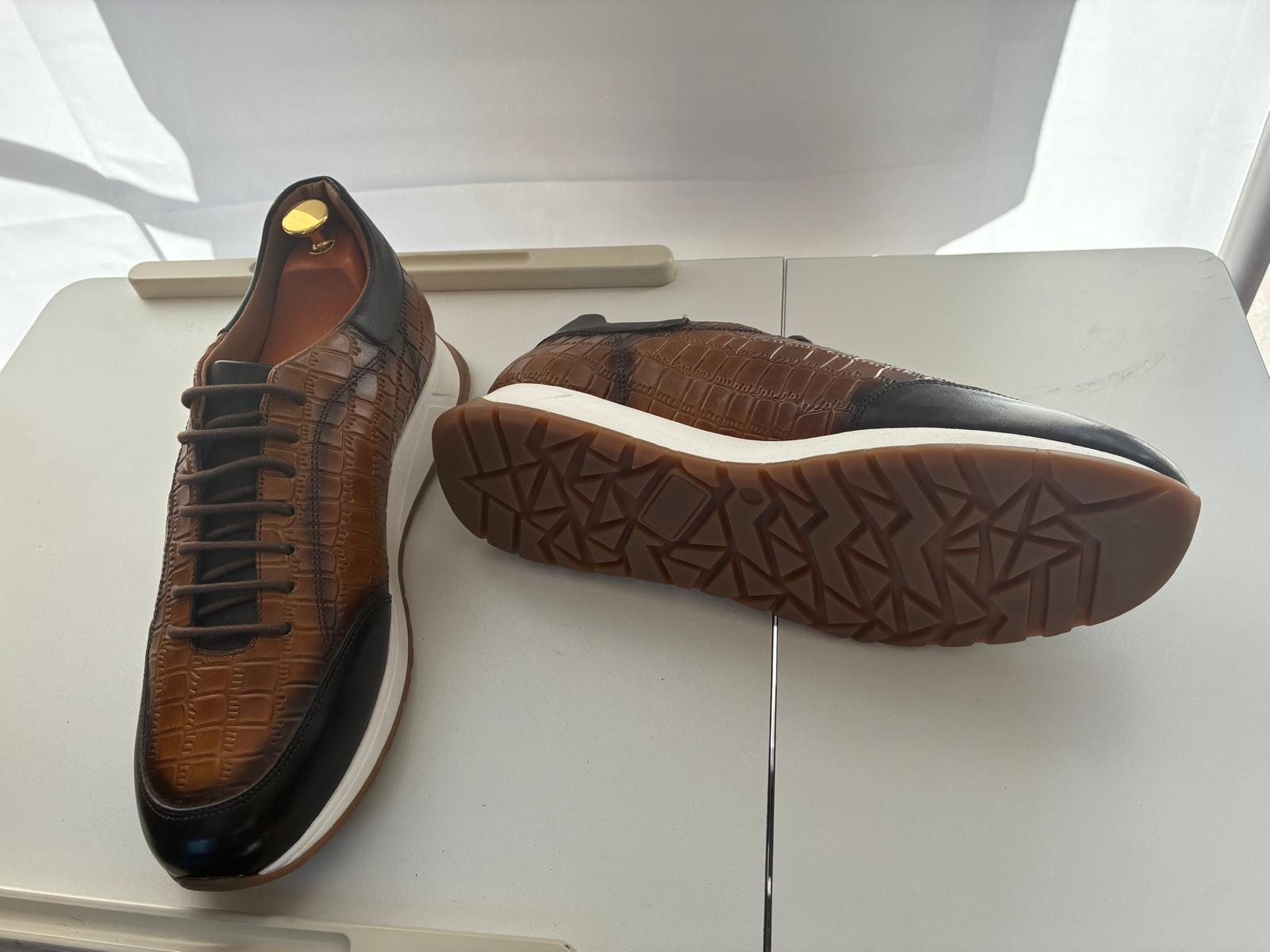 Croc-Embossed Leather Hybrid Dress Sneakers - Image 4