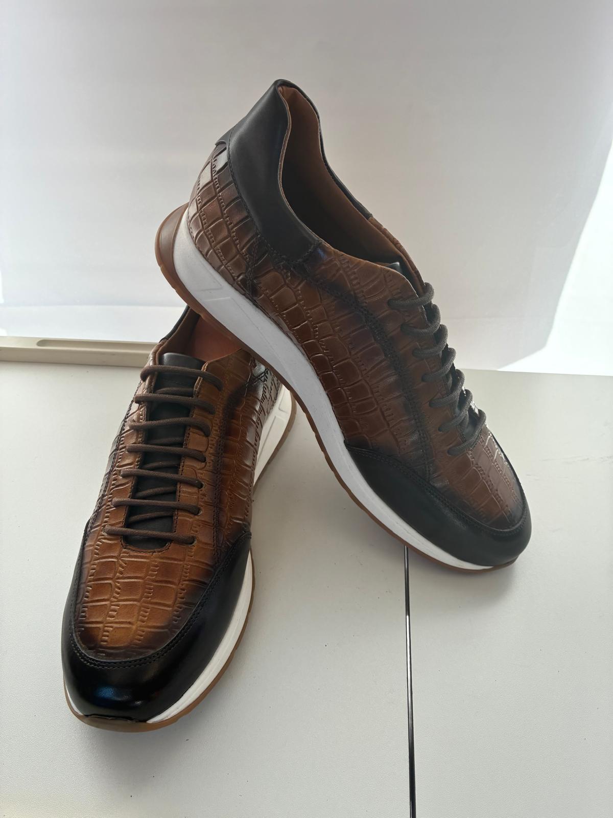 Croc-Embossed Leather Hybrid Dress Sneakers - Image 3