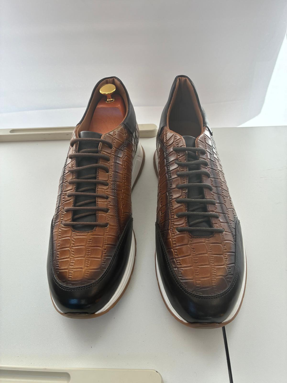 Croc-Embossed Leather Hybrid Dress Sneakers - Image 2