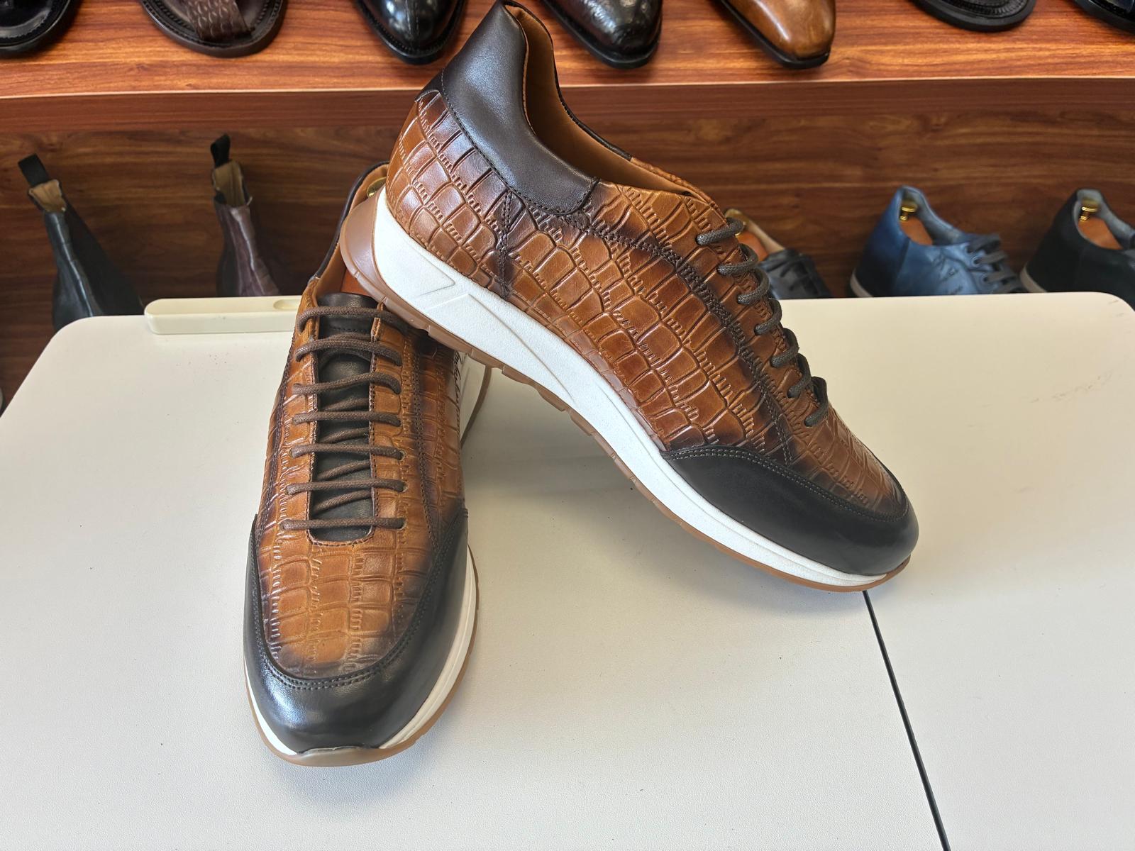 Croc-Embossed Leather Hybrid Dress Sneakers - Image 5