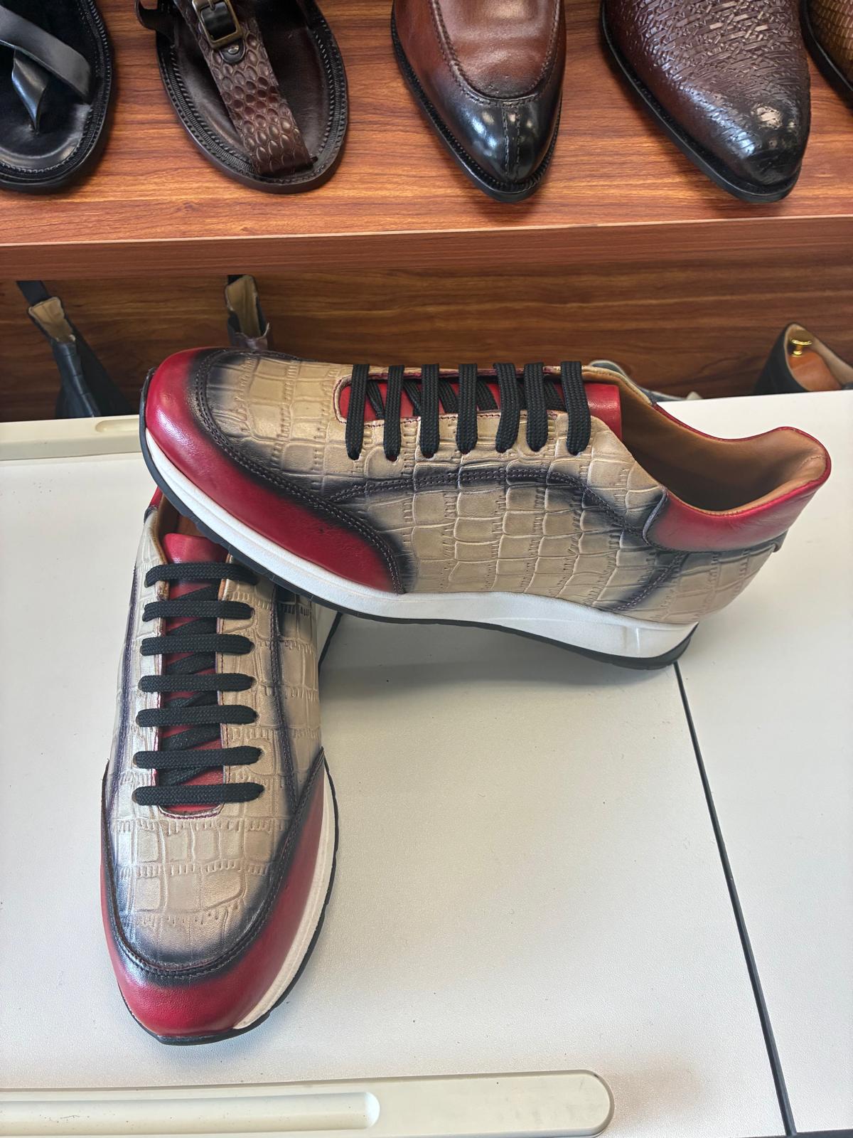 Luxury Croc-Embossed Leather Sneaker - Image 2