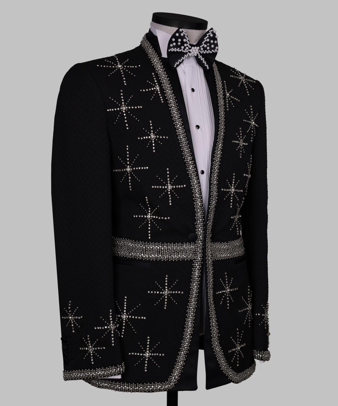 Celestial Spark Rhinestone-Embellished Tuxedo Set - Image 4