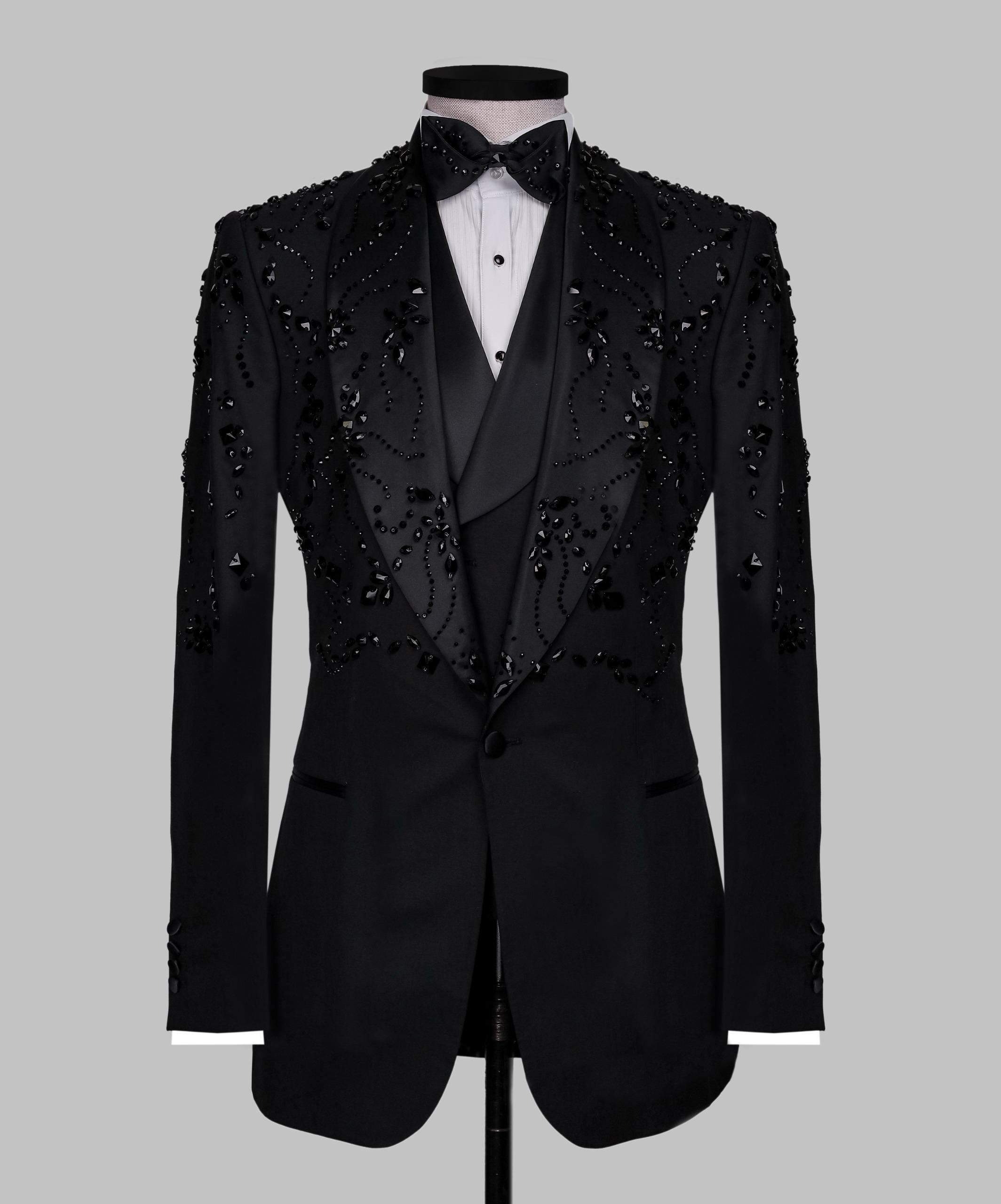 Midnight Noir Embellished Tuxedo Jacket